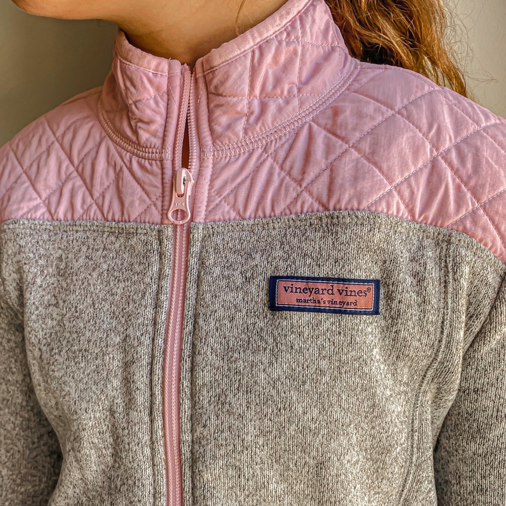 Vineyard Vines Girls Jacket with Zipper Pink and Grey Size M 10-12 ✨💖